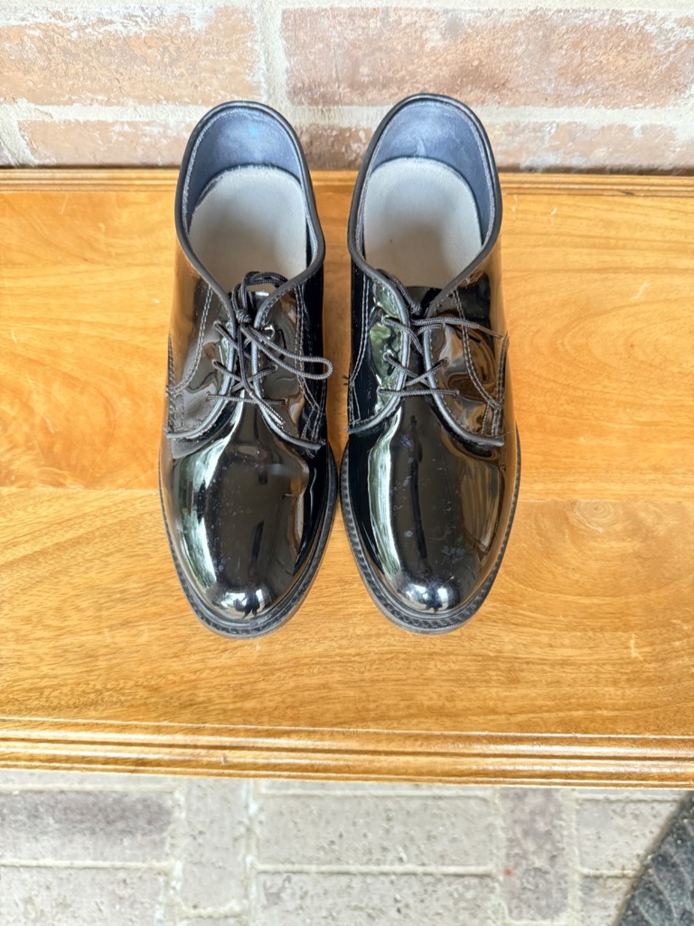 Women's Black Patent Oxford Lace-Up Shoes